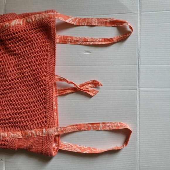 Crochet bag tote sack beach bag sewing knitting peach orange summer hand made - Picture 8 of 14